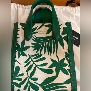 Kate Spade New York mini manhattan foliage print tote WATERCRESS MULT Green NWT
